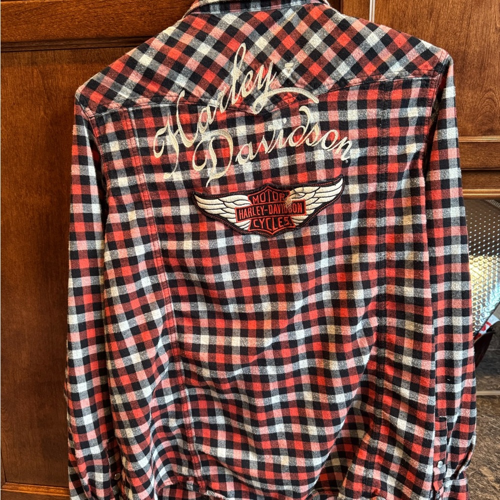 Harley-Davidson Women’s Red and Black Plaid Shirt